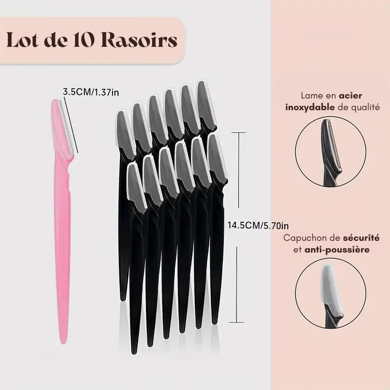 Lot de 10 rasoirs scalpels de Dermaplaning visage - Exfoliant & Rasage