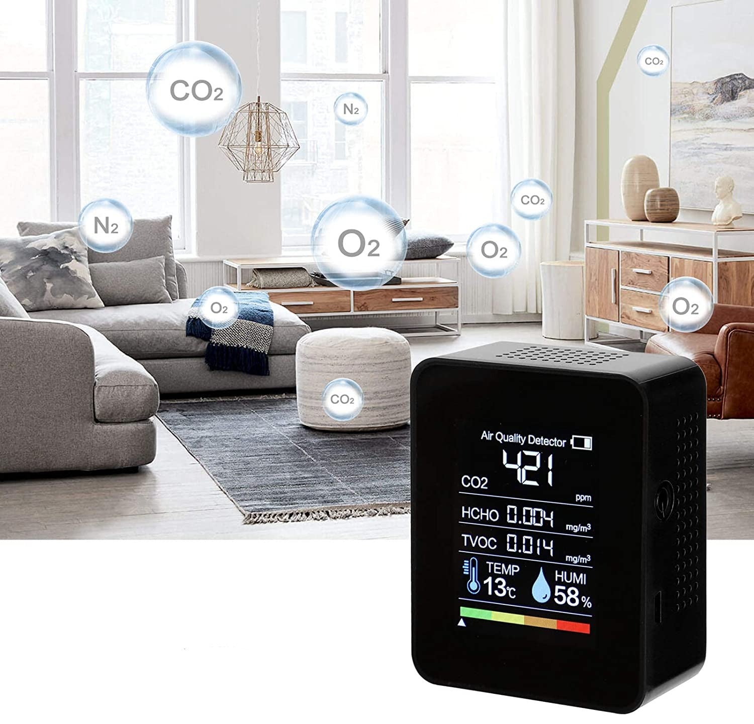 Capteur de CO2 5 en 1 - Anti COVID-19