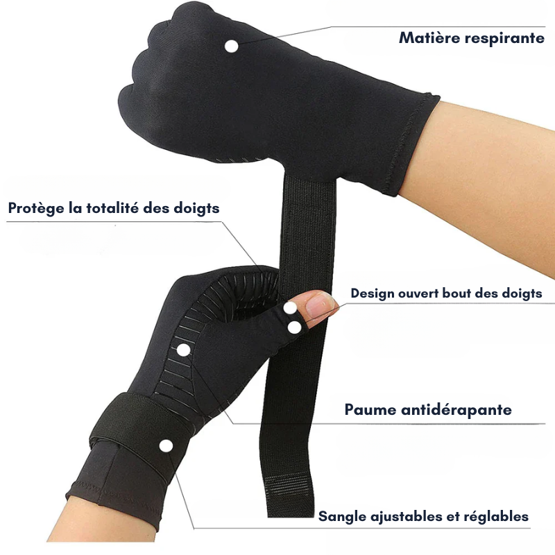Gants de thérapie anti-arthrose réglables