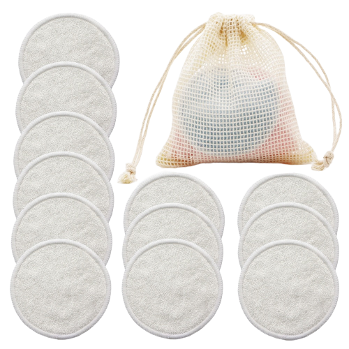 12x Cotons démaquillants lavables en fibres de bambou