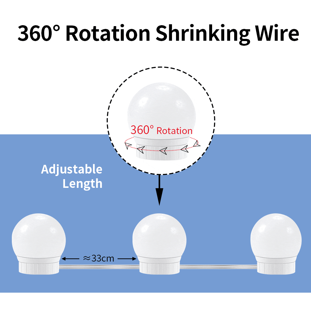 10x Applique LED pour miroir - 3 Modes