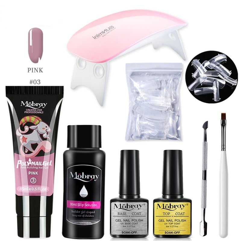 Kit Complet débutant faux ongles en PolyGel - Lampe OFFERTE