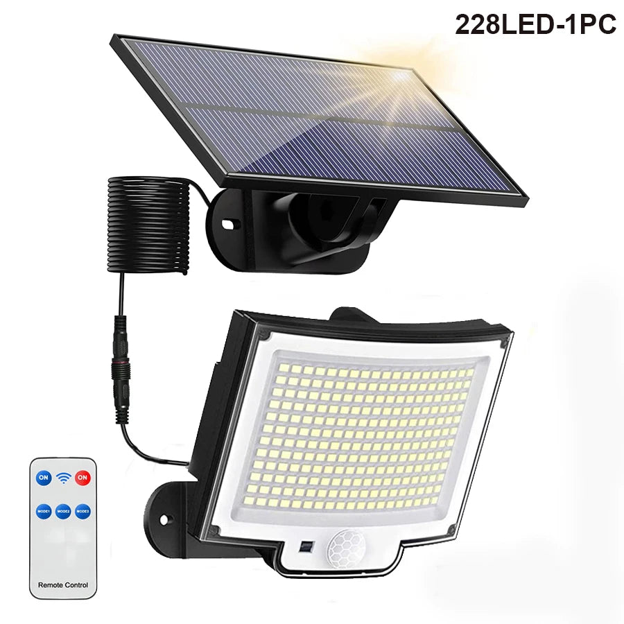Projecteur Solaire LED Extérieur - Ultra Lumineux 228 LEDs