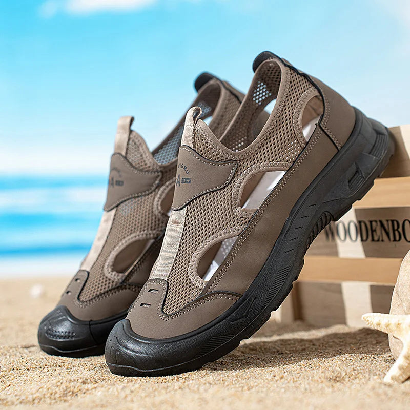 Sandales homme été respirantes ajourées — ultra légères, antidérapantes, plage & marche