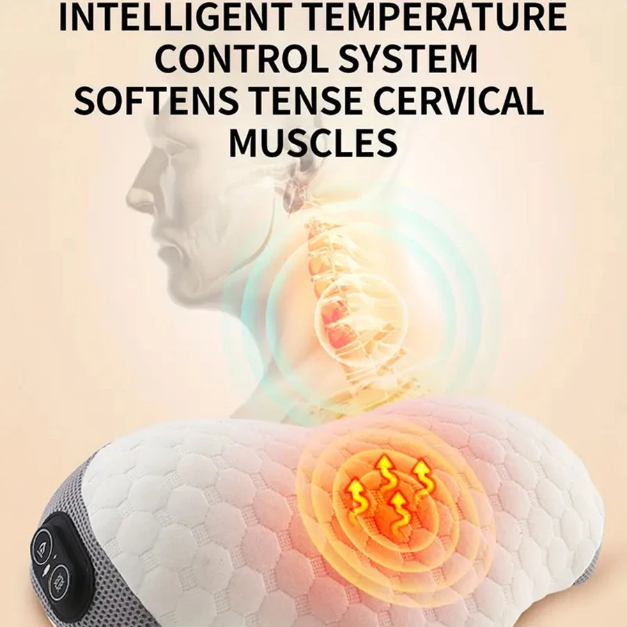 Oreiller Massage par Vibrations & Chauffant USB - Soulage la nuque