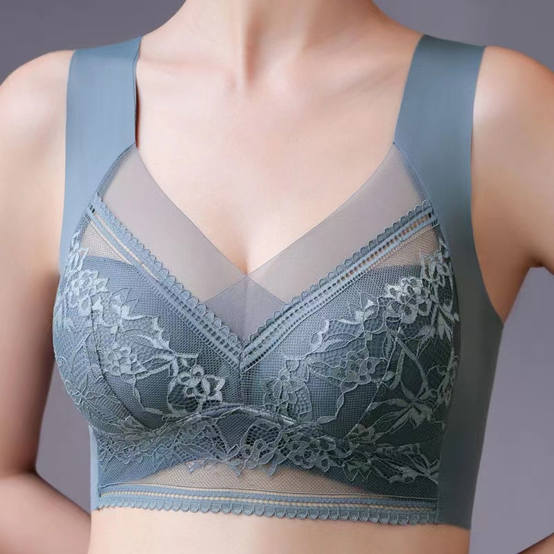 Brassière en soie glacée à dentelle