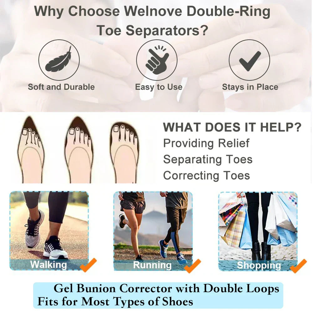 4x Séparateurs d'orteils Spécial Hallux Valgus