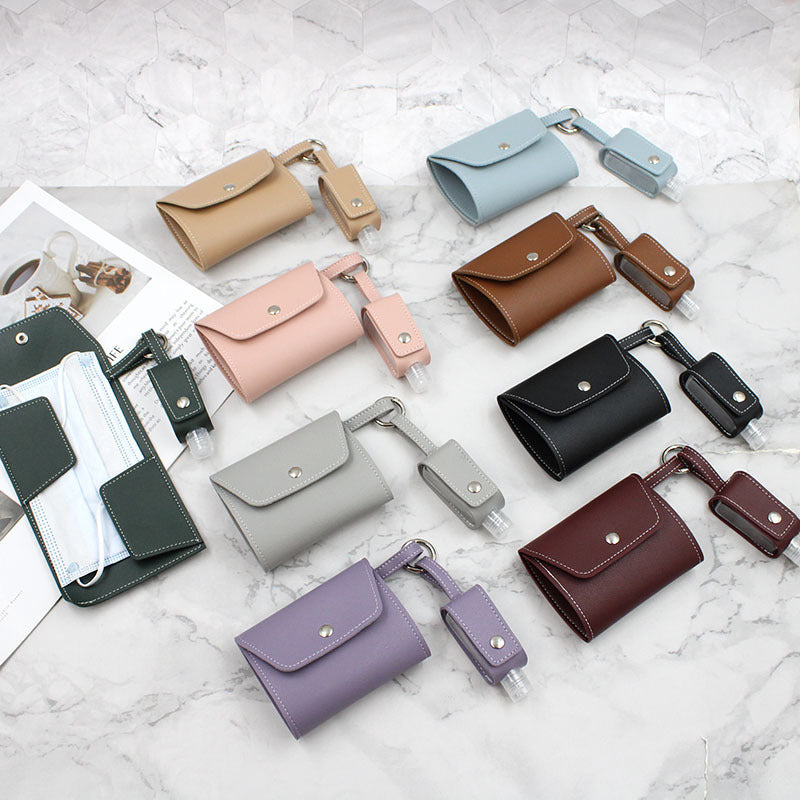 Pochette anti-bactérienne pour masques + Porte clé pour gel hydroalcoolique