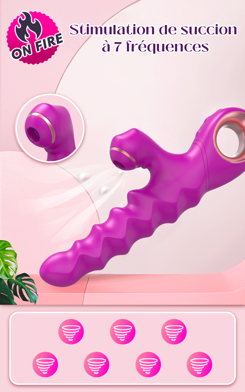 ON FIRE - Vibromasseur texturé chauffant 2 en 1