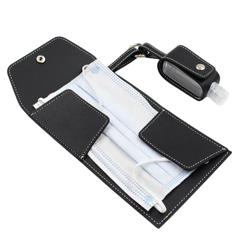 Pochette anti-bactérienne pour masques + Porte clé pour gel hydroalcoolique
