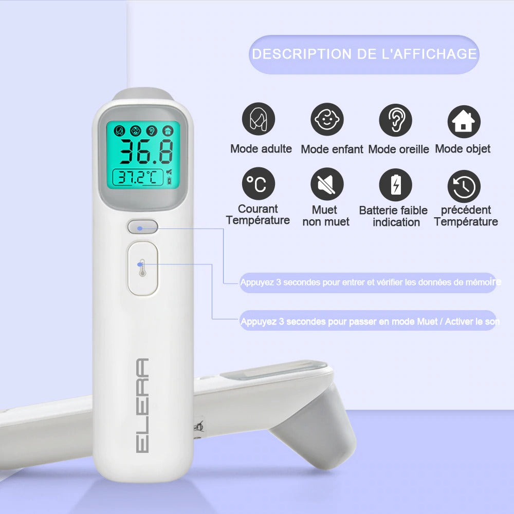 Thermomètre Infrarouge Sans contact et Auriculaire