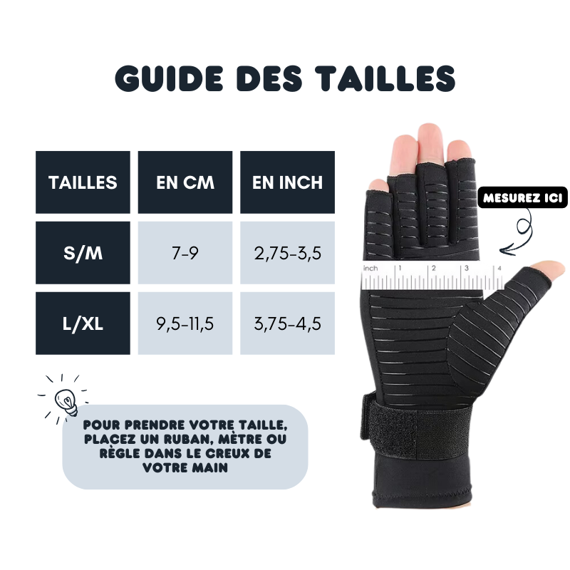 Gants de thérapie anti-arthrose réglables