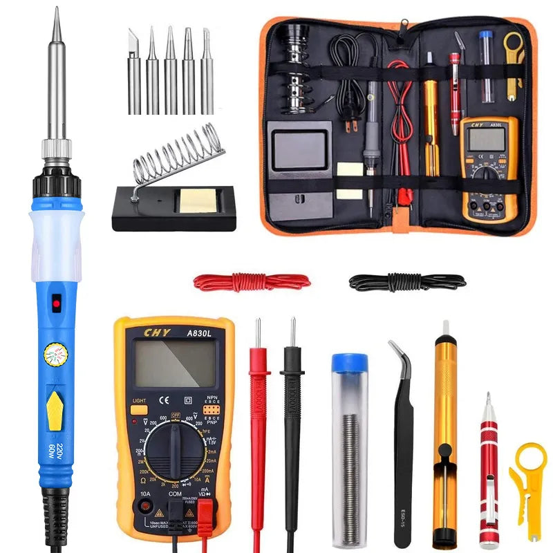 Adjustable Temperature Soldering Iron Kit + Multimeter