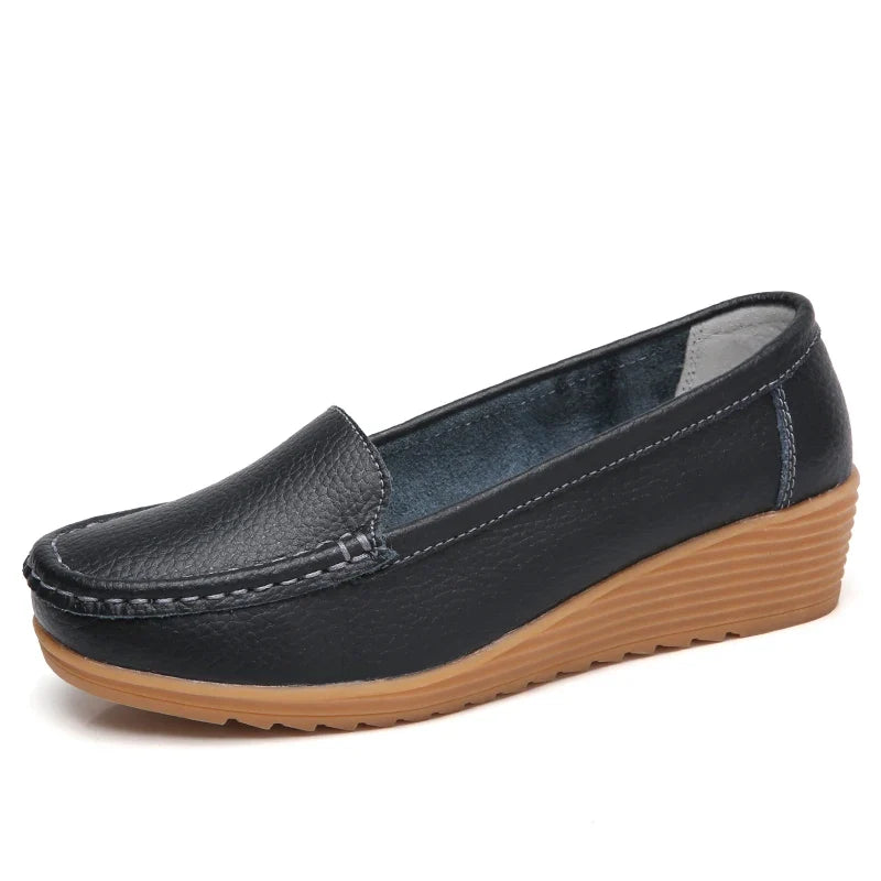 Mocassins Compensés en Cuir PU