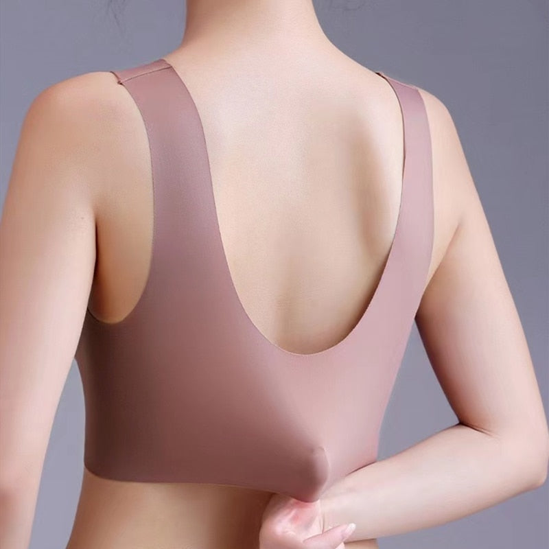 Brassière en soie glacée à dentelle