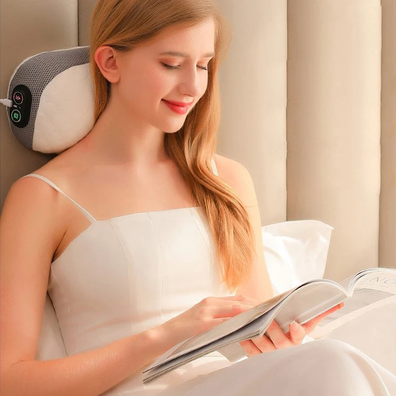 Oreiller Massage par Vibrations & Chauffant USB - Soulage la nuque