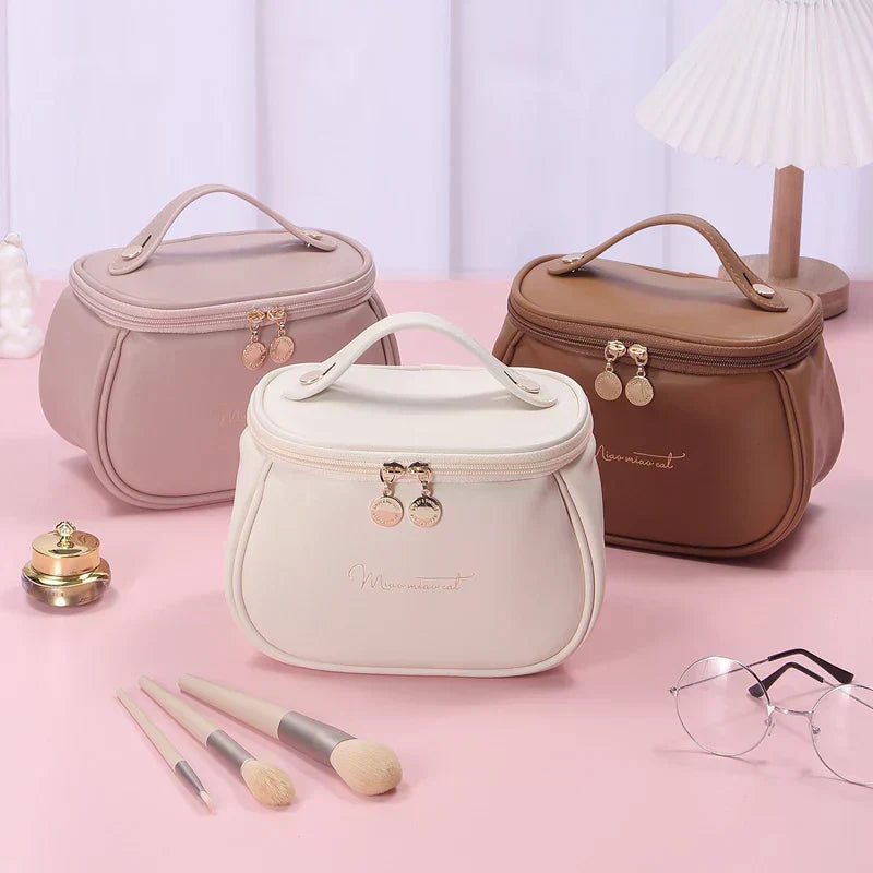 Trousse de Toilette en Cuir PU - Praticité & Grande Capacité