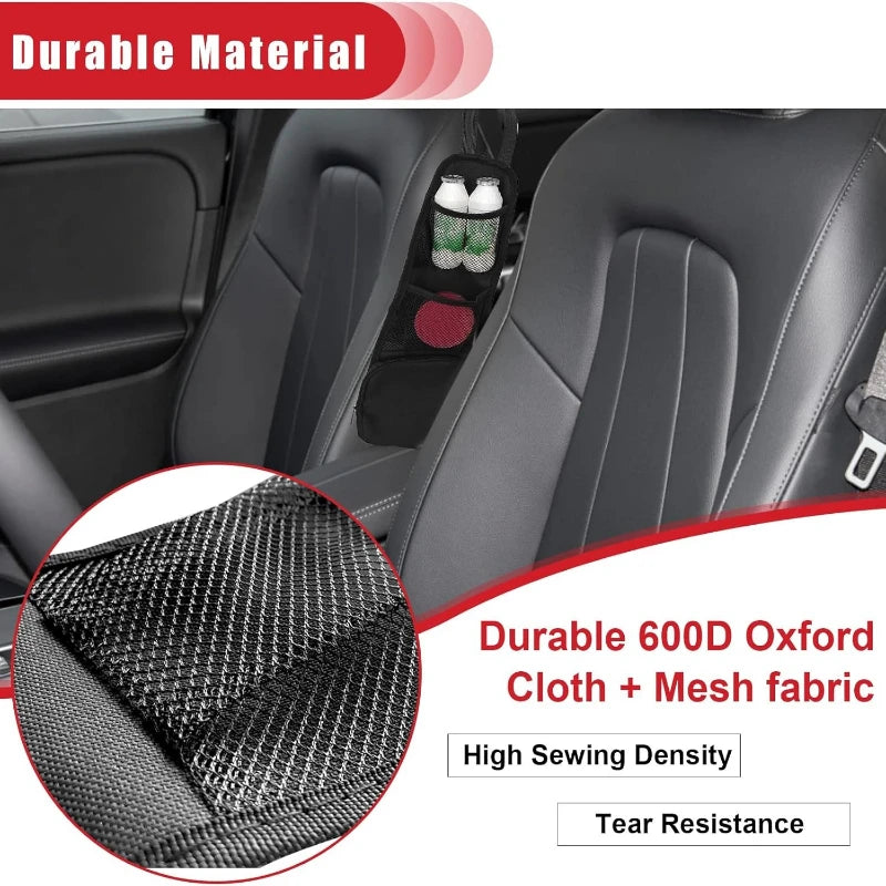 Set of 2 Car Seat Side Organizers – Multi-Pocket Hanging Mesh Storage Bags