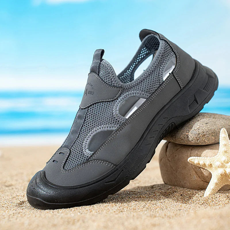 Men's breathable cut-out summer sandals — ultra-light, non-slip, beach & walking