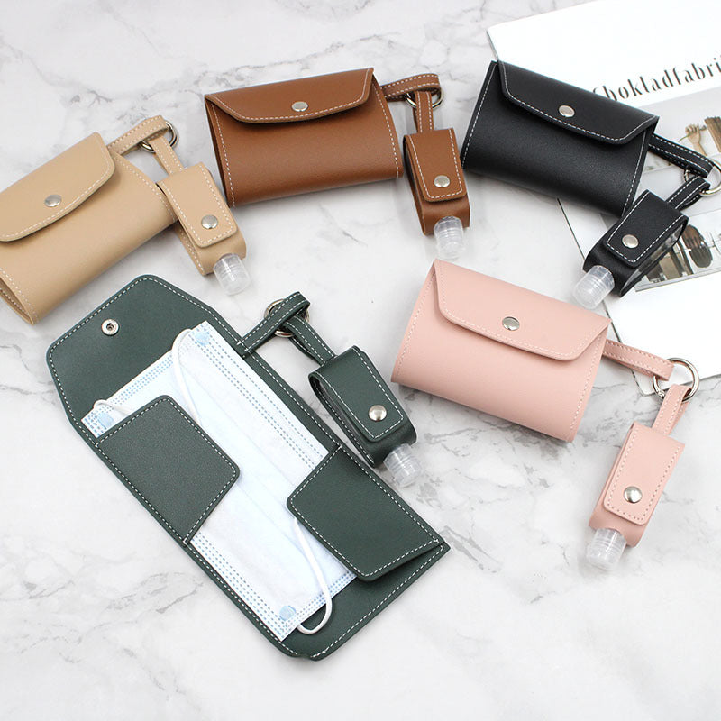Pochette anti-bactérienne pour masques + Porte clé pour gel hydroalcoolique