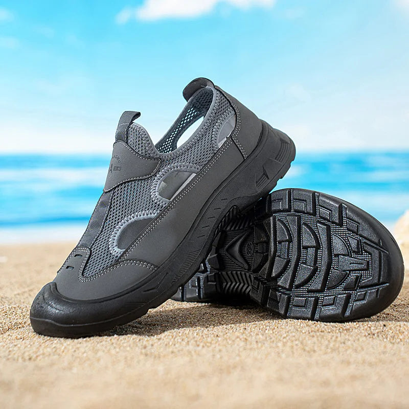 Men's breathable cut-out summer sandals — ultra-light, non-slip, beach & walking