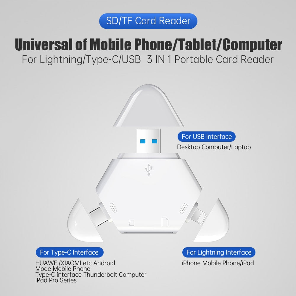 Lecteur de carte SD mobile universel 3 EN 1