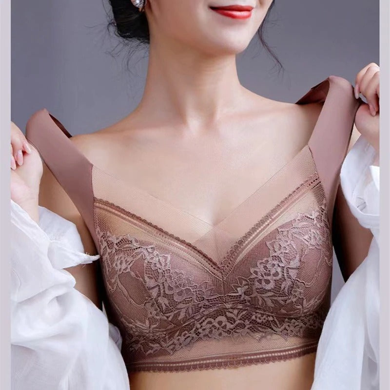 Brassière en soie glacée à dentelle